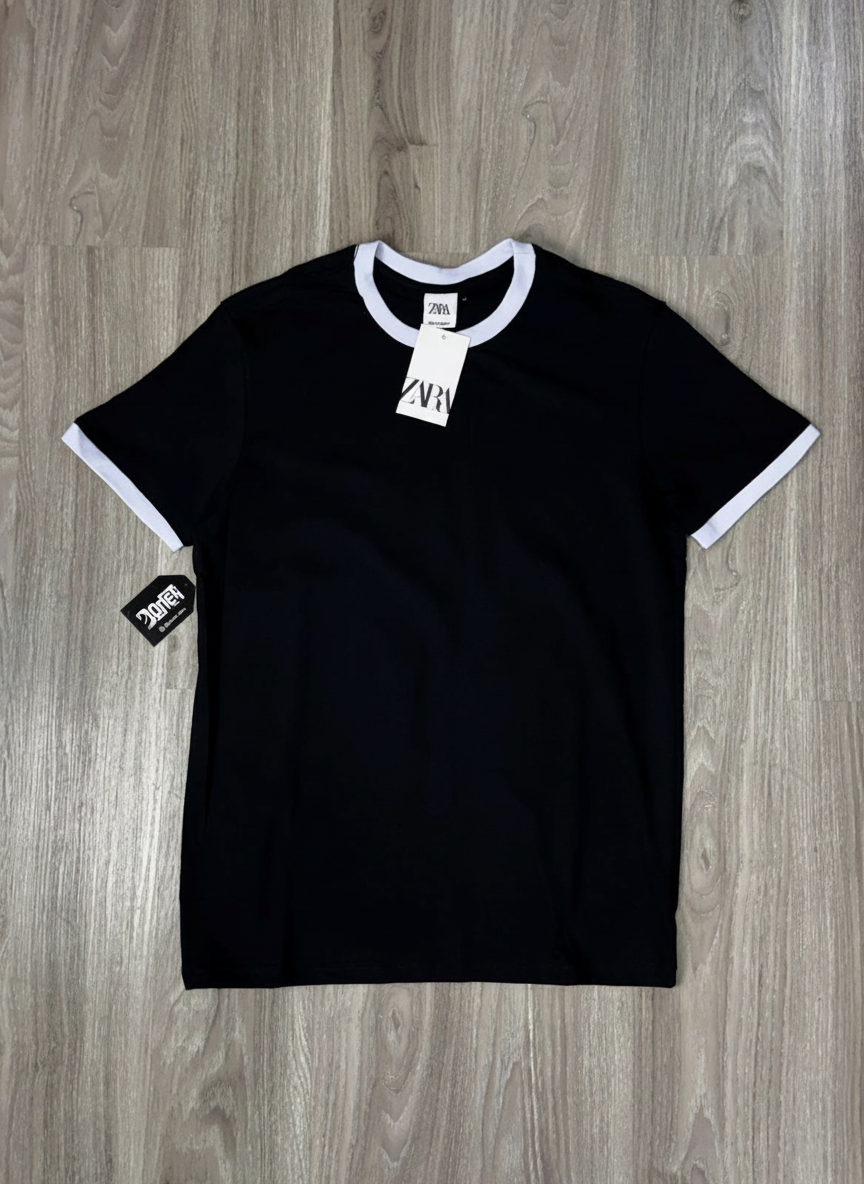 CAMISETA SLIM GOLA ZARA - PRETA